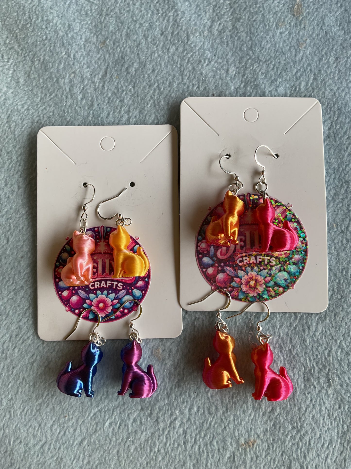 3d cat earrings