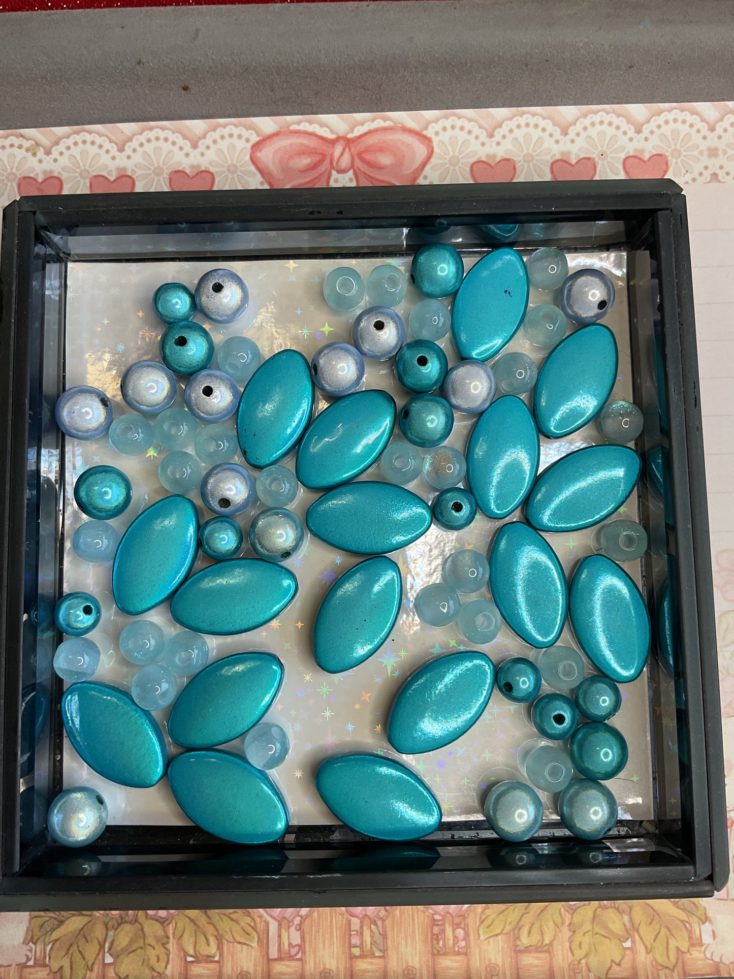 Double snowflake, glass bead and miracle beads