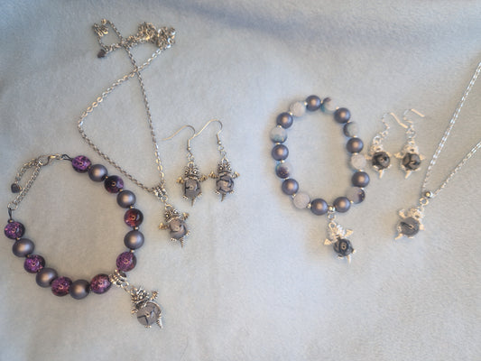 Baby dragon set necklace, bracelet and earrings