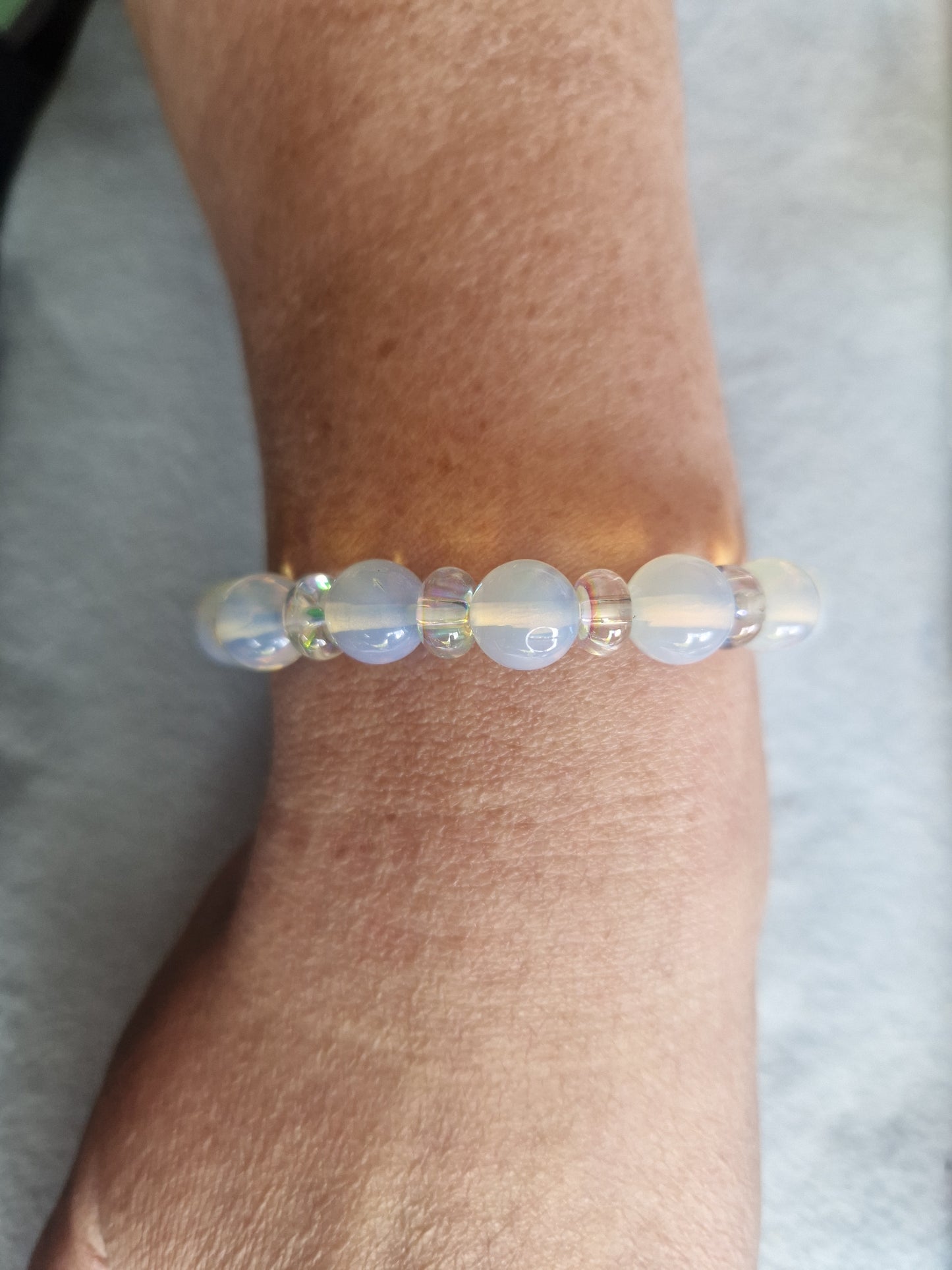 Opalite bracelet or opalite and smoky quartz