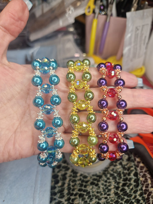 Pearl & faceted glass bead/ pearl mix bracelet