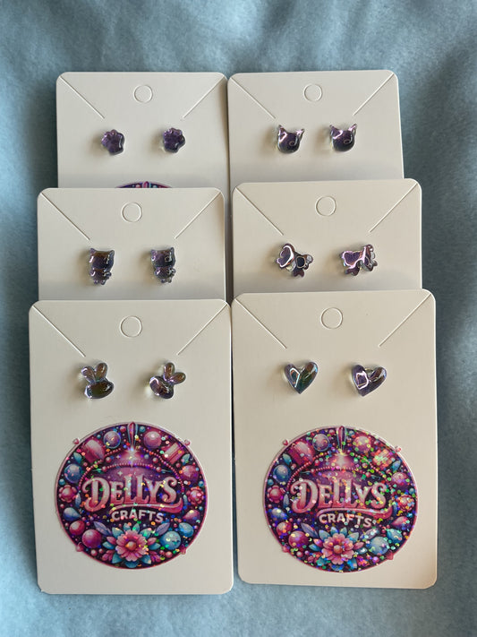 Glass shaped purple tint earrings