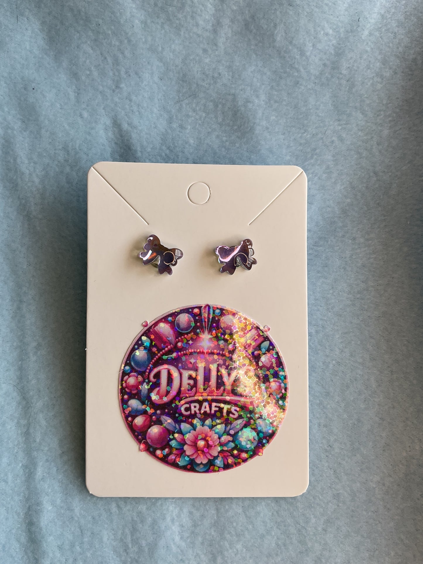 Glass shaped purple tint earrings