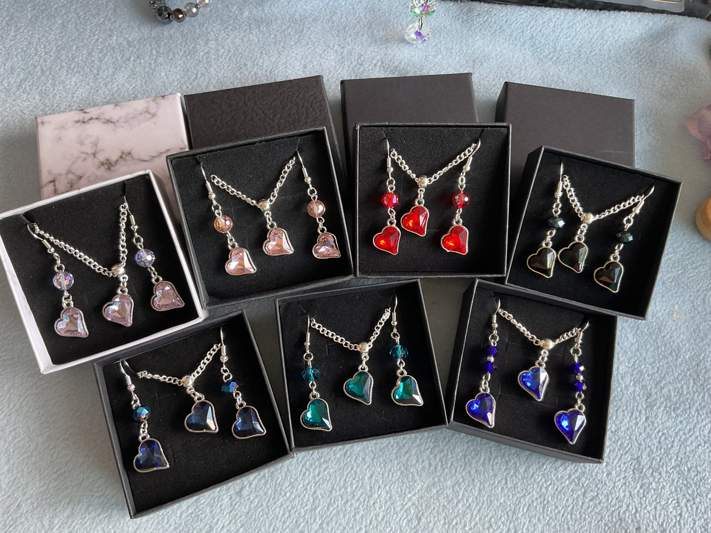 Heart earring and necklace set