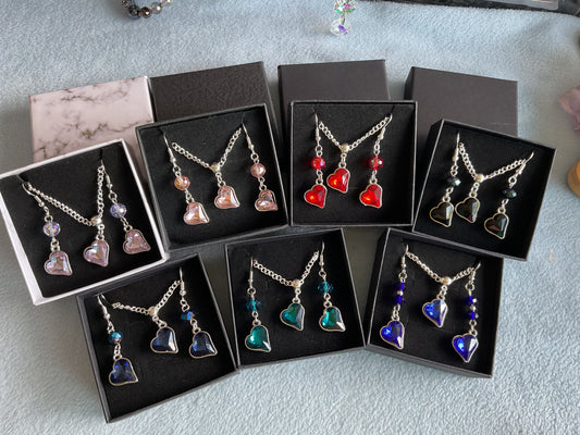 Heart earring and necklace set