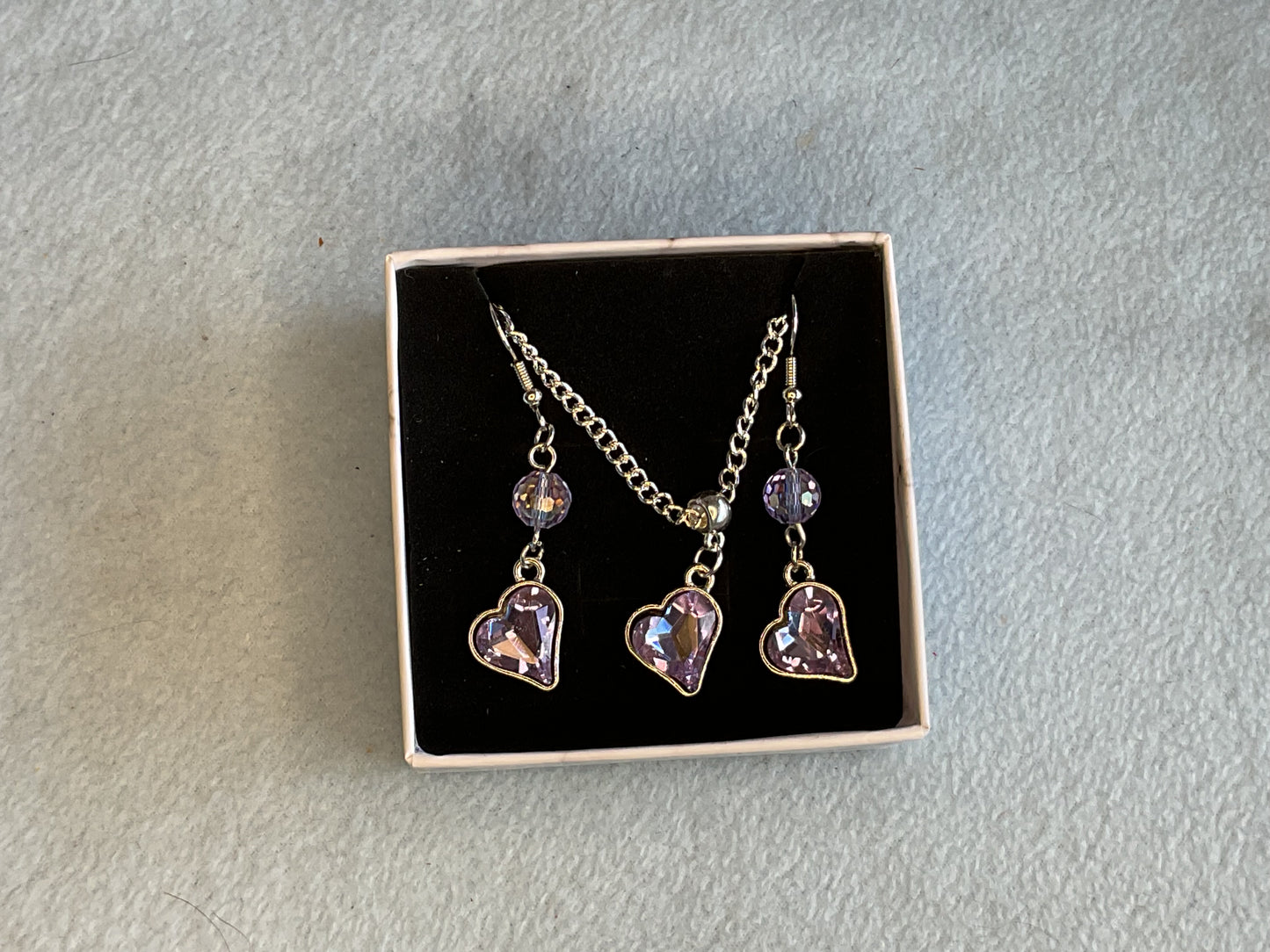 Heart earring and necklace set