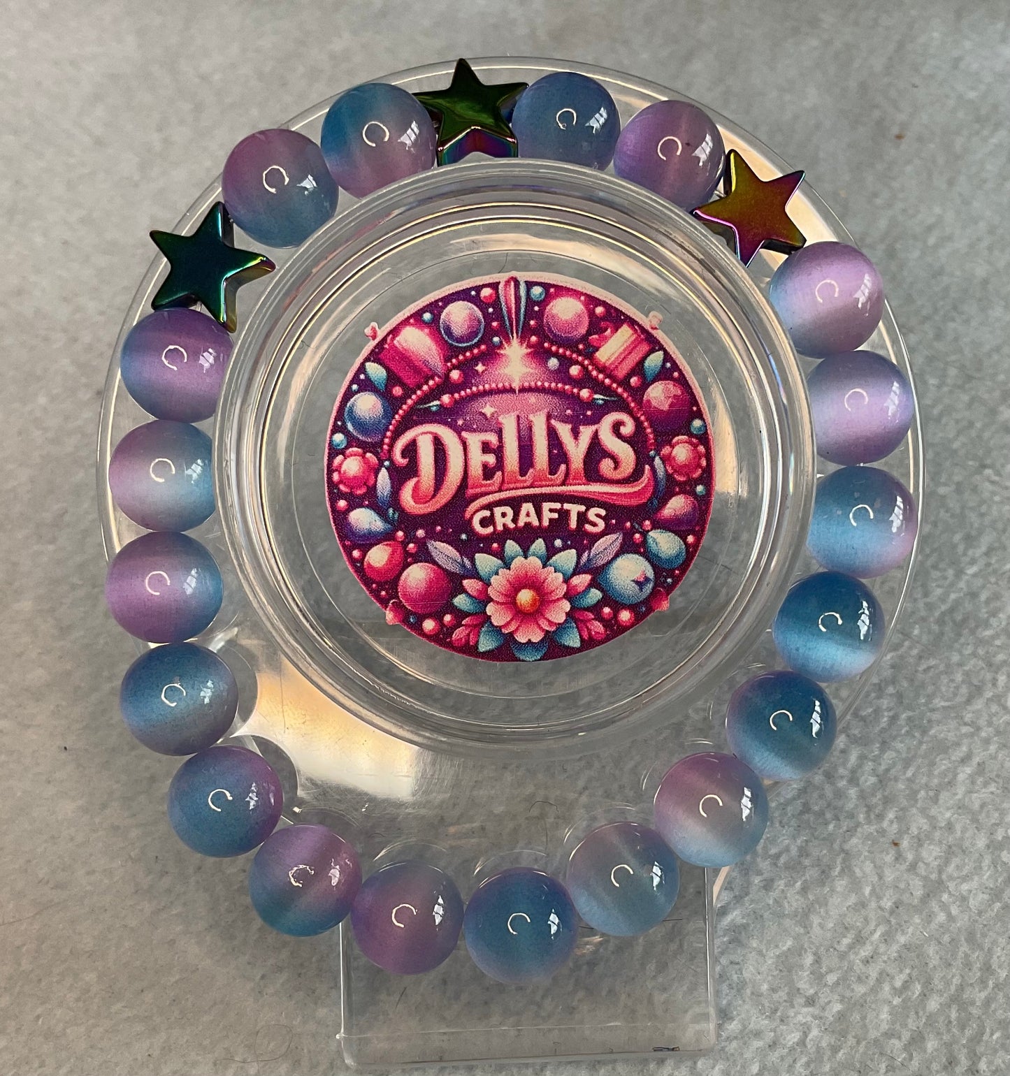 Cats eye 2 tone glass bead bracelets with hematite