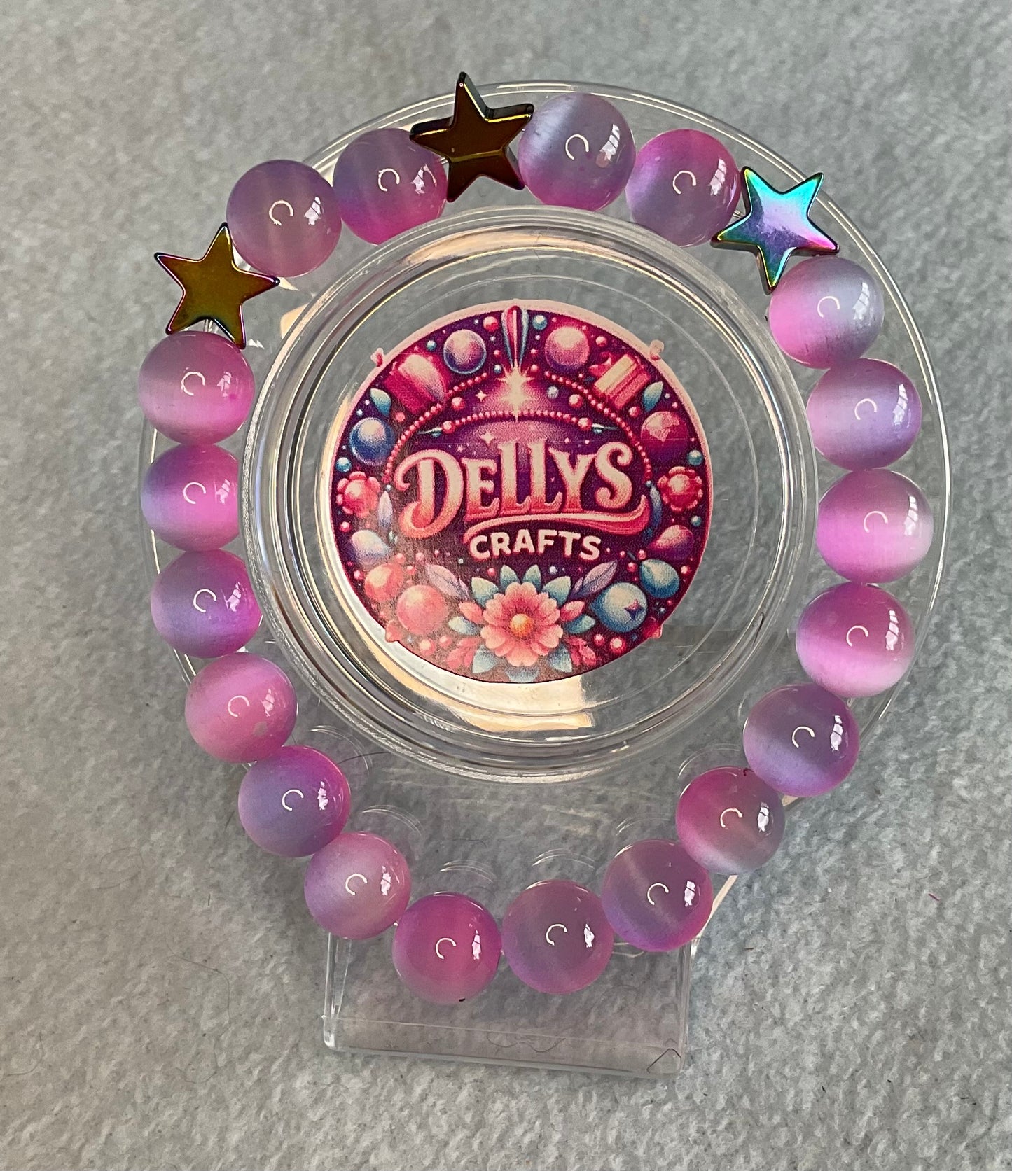 Cats eye 2 tone glass bead bracelets with hematite