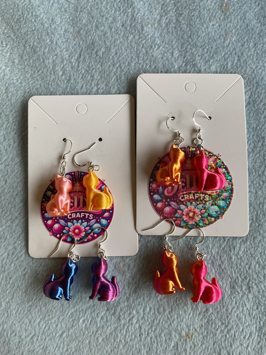 3d cat earrings