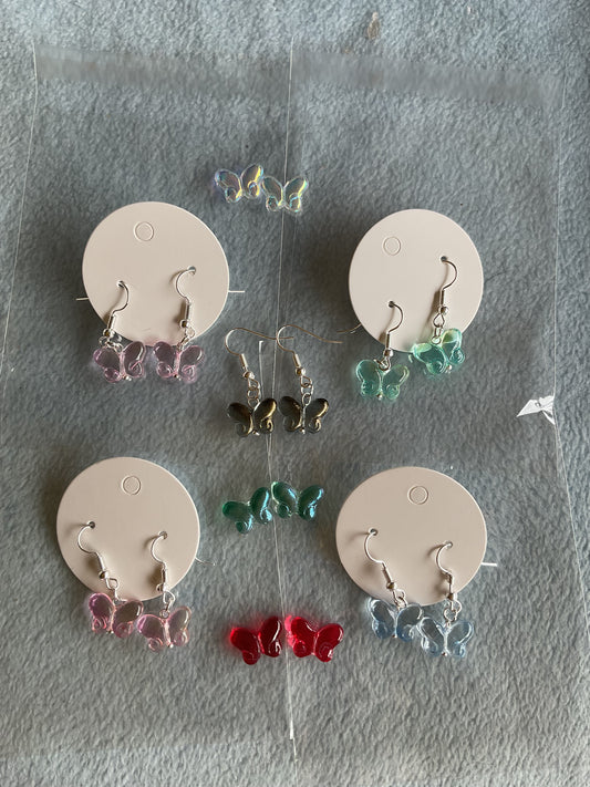 Glass butterfly earrings