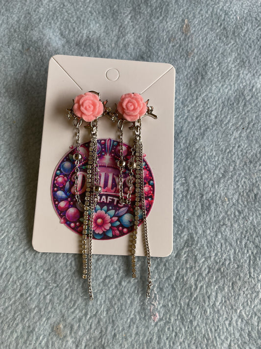 Pink rose or red rose earrings