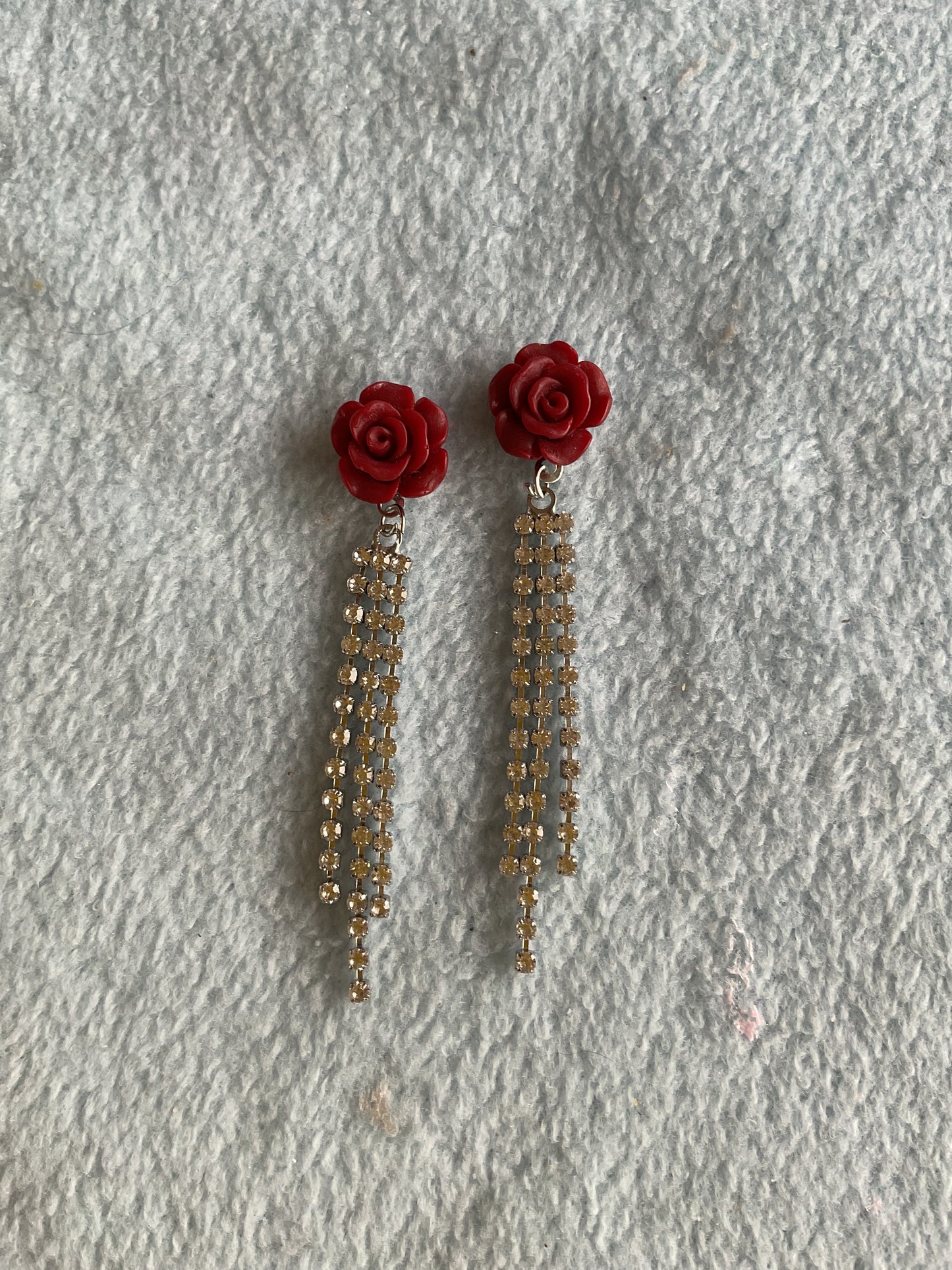 Pink rose or red rose earrings