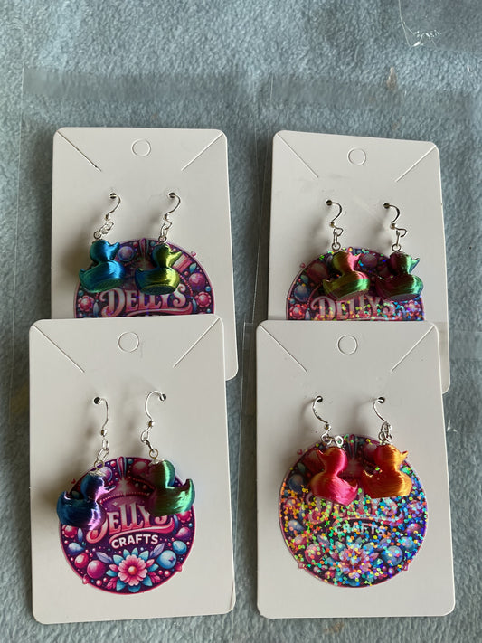 3D duck earrings