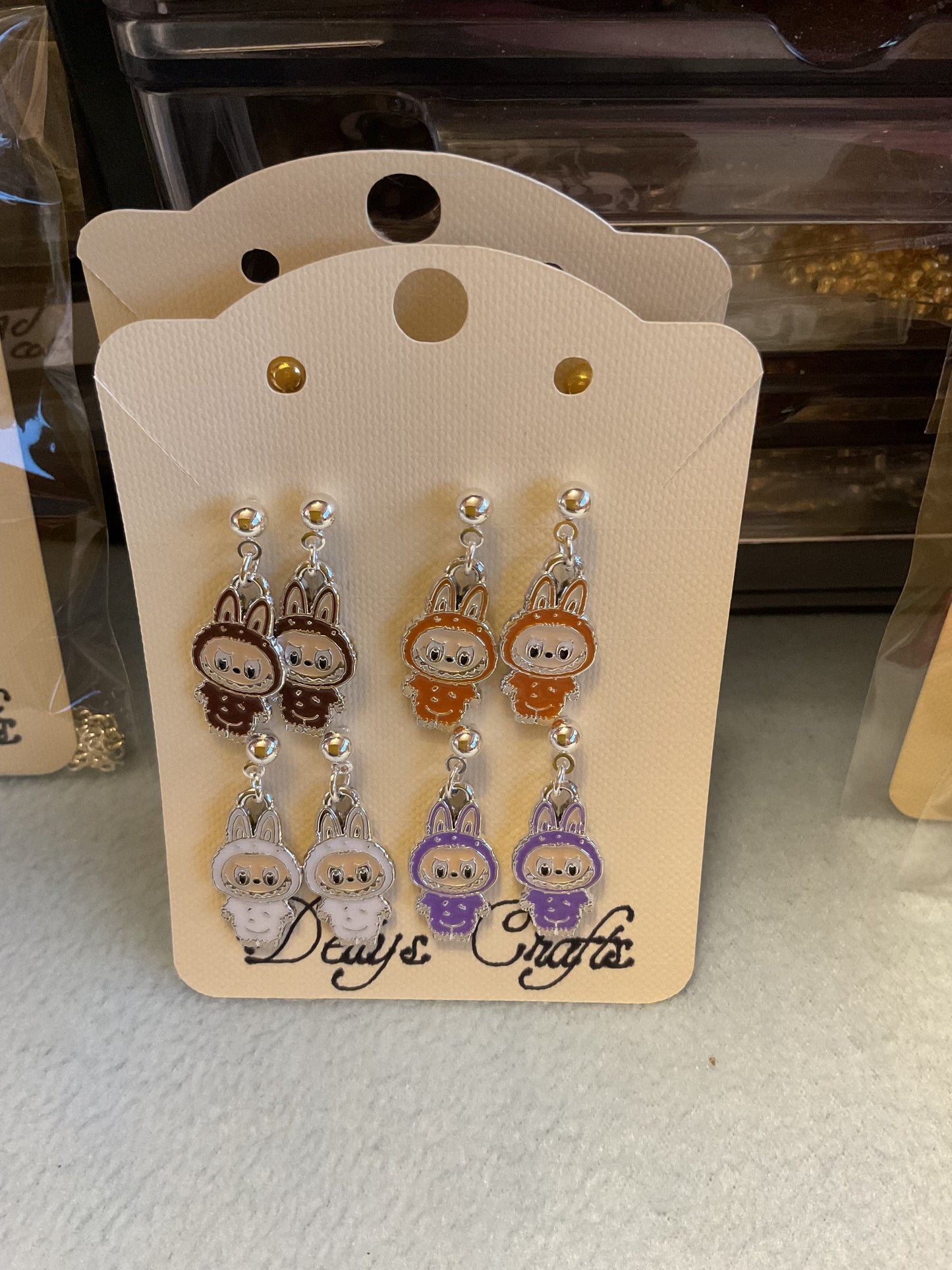 Labubu earrings hook and post available