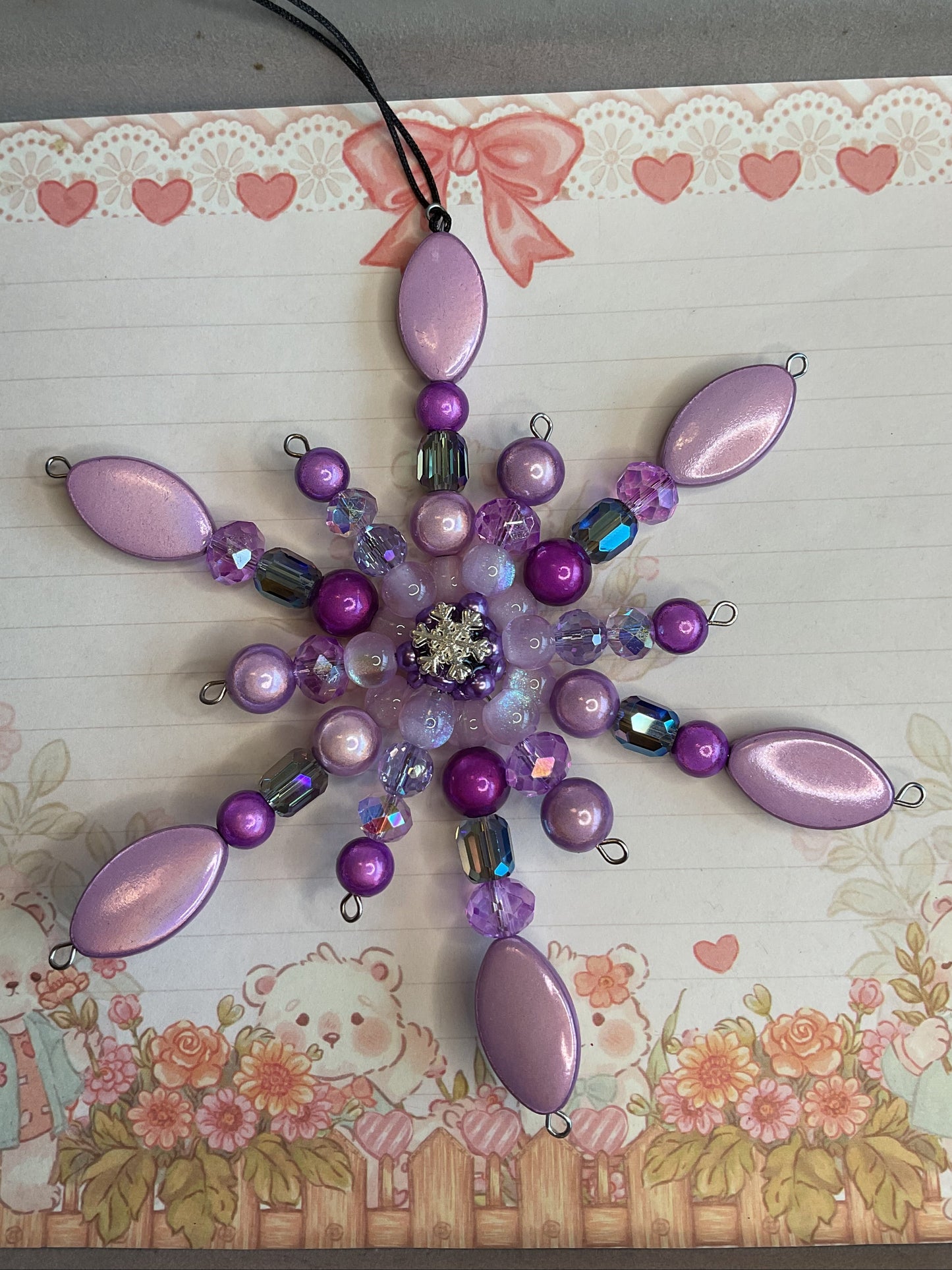 Double snowflake, glass bead and miracle beads