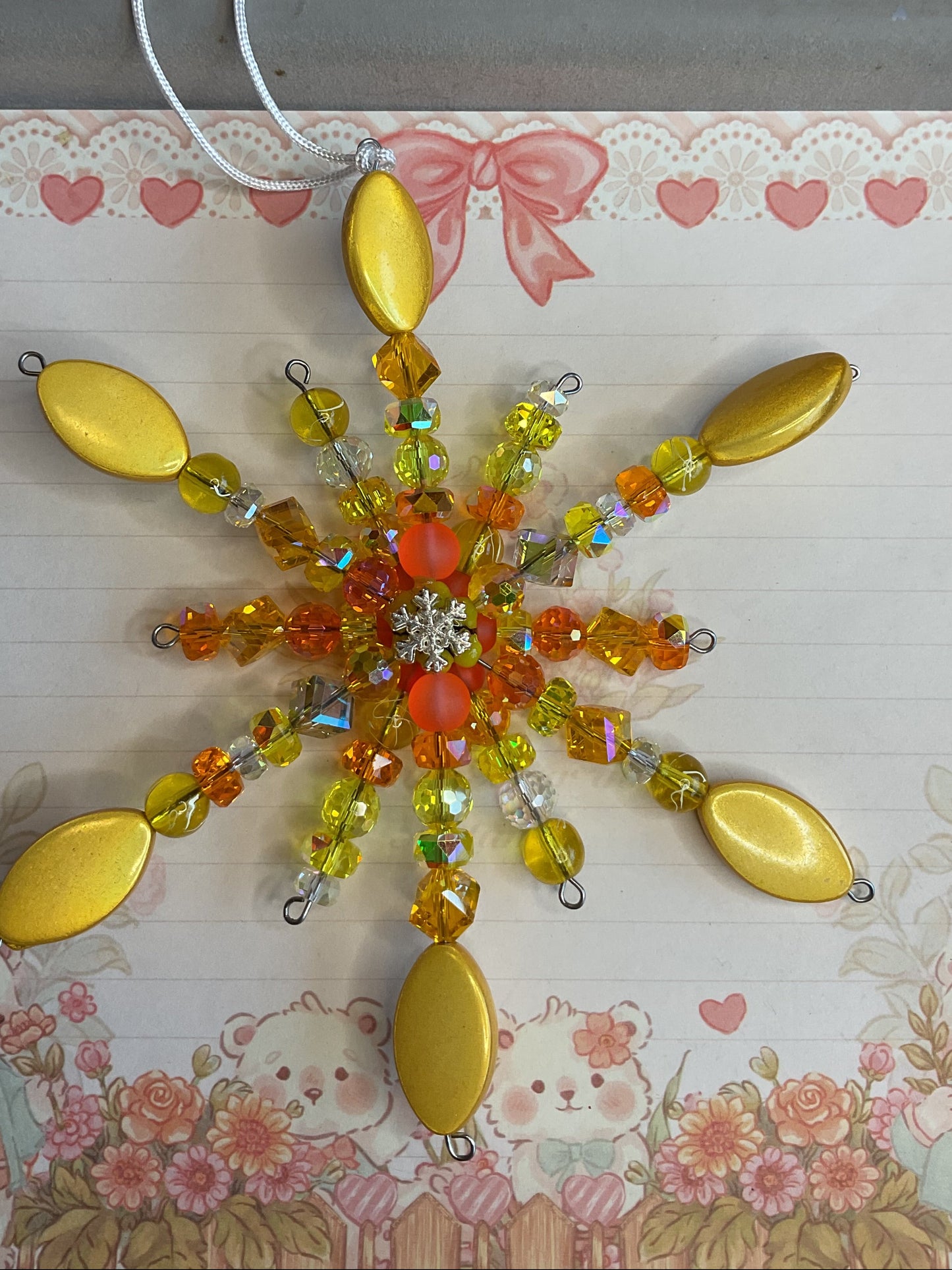 Double snowflake, glass bead and miracle beads