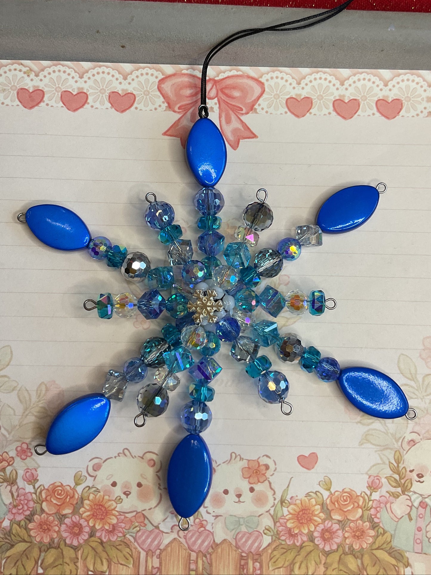 Double snowflake, glass bead and miracle beads
