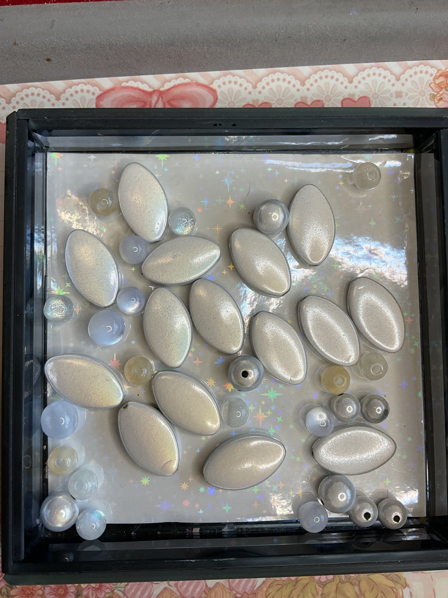 Double snowflake, glass bead and miracle beads