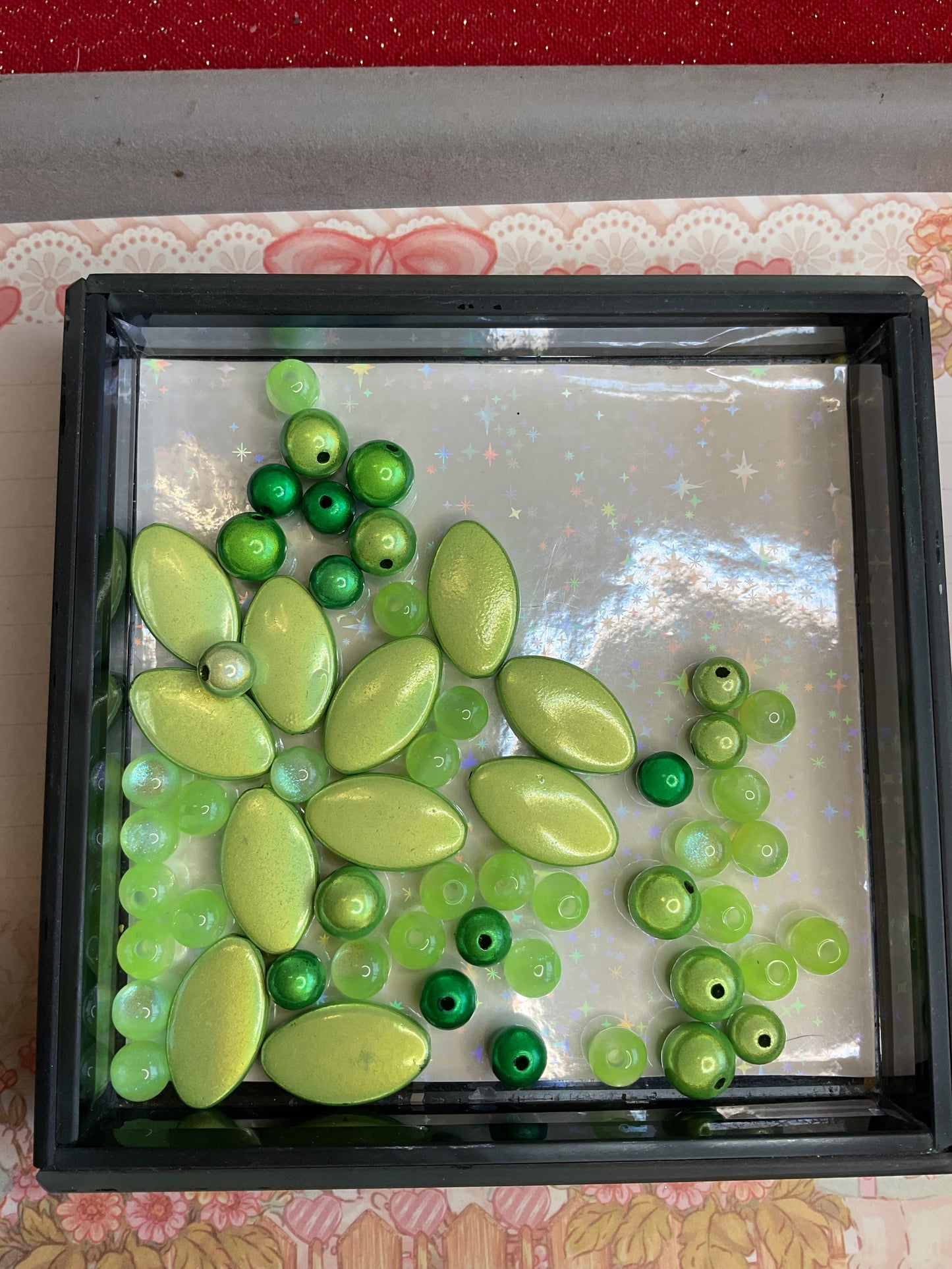 Double snowflake, glass bead and miracle beads