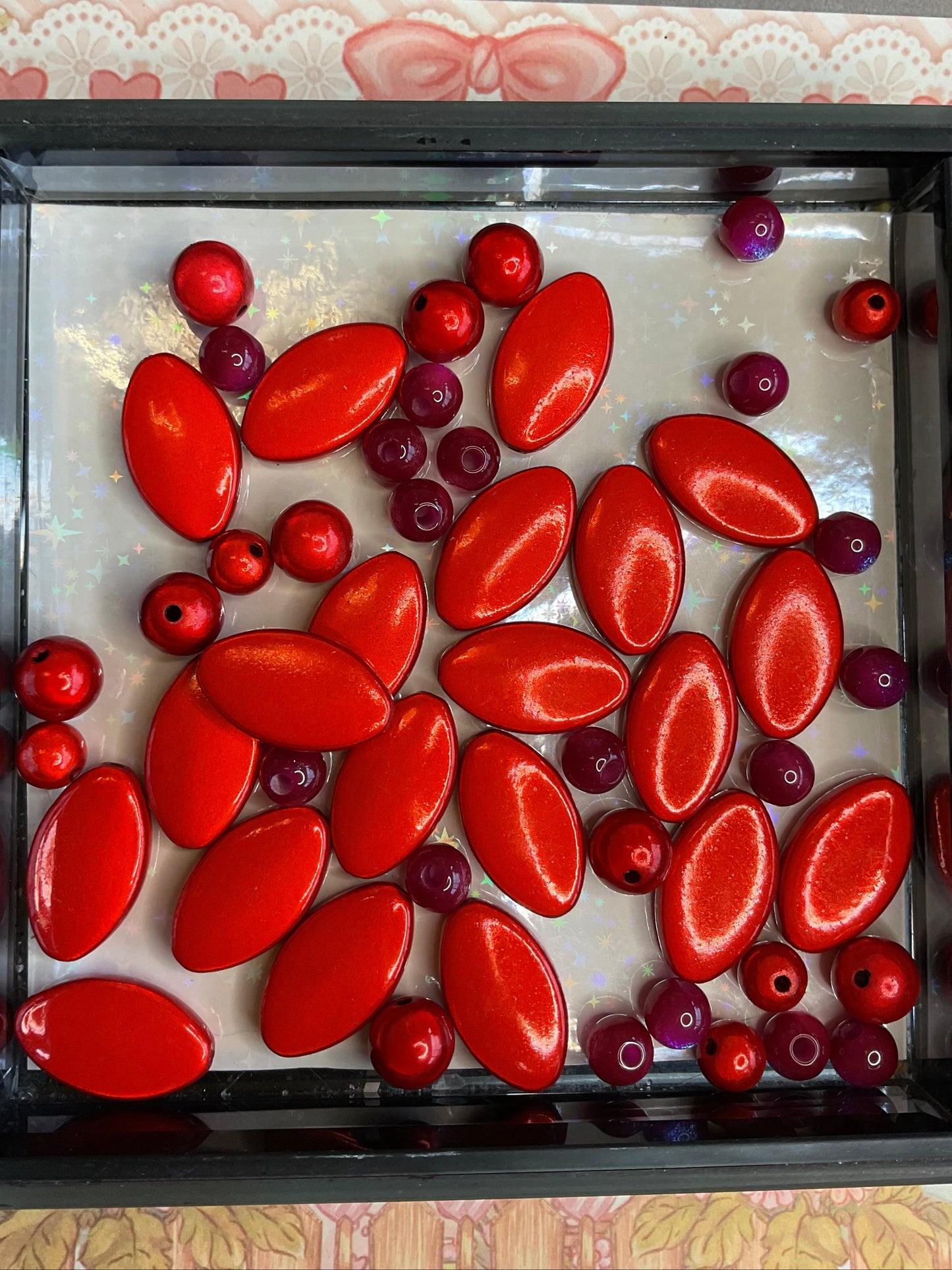 Double snowflake, glass bead and miracle beads